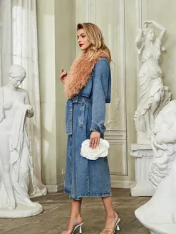 Coats & Jackets*Mew Mews Fashion Ishtar Faux Fur Collar Denim Coat
