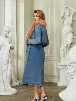 Coats & Jackets*Mew Mews Fashion Ishtar Faux Fur Collar Denim Coat