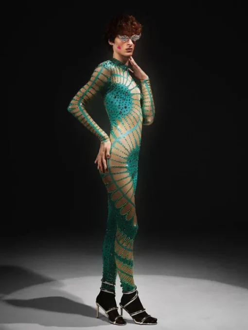 Embellishment*Embellishment Jadon Hollow Printed Rhinestone Jumpsuit