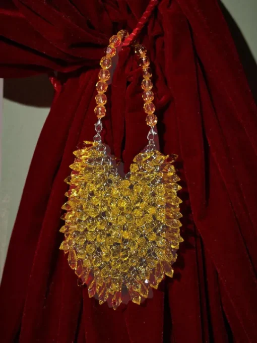 Bags*Mew Mews Fashion Jael Drip Yellow Rhinestone Mini Clutch