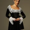 Dresses | Mini Dresses*Mew Mews Fashion Jaxon Lace Trimmed Velvet Mini Dress