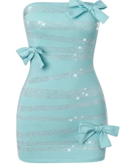 Dresses | Mini Dresses*Mew Mews Fashion Jorunn Strapless Rhinestone Bow Mini Dress