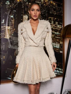 Skirts*Mew Mews Fashion Juria Tweed Skirt In Beige