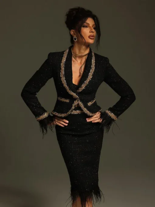 Blazers | Sets & Co-ords*Mew Mews Fashion Kadience Long Sleeve Feather Skirt Set