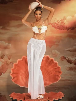 Armor Tops | Tops*Mew Mews Fashion O/S Kaelrix Halterneck Chain Armor Top In White