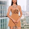 Dresses*Mew Mews Fashion Kinsley Strapless Cutout Mini Dress In Brown