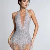 Bodysuits | Embellishment*Embellishment Lachlan Halterneck Rhinestone Fringe Bodysuit