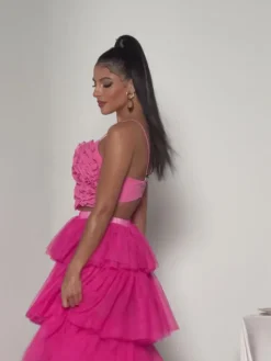 Tops*Mew Mews Fashion Laurelin Spaghetti Heart Ruffle Top In Pink