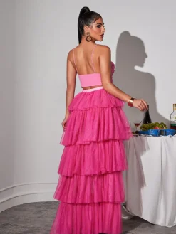 Tops*Mew Mews Fashion Laurelin Spaghetti Heart Ruffle Top In Pink