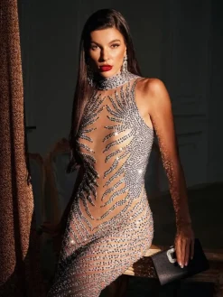 Embellishment | Dresses*Embellishment Letizia High Neck Rhinestone Maxi Dress