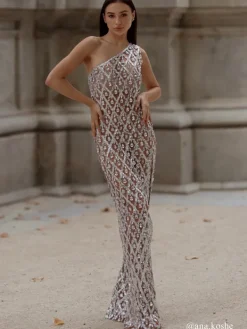 Embellishment | Dresses*Embellishment O/S Liora One Shoulder Sequin Crystal Maxi Dress