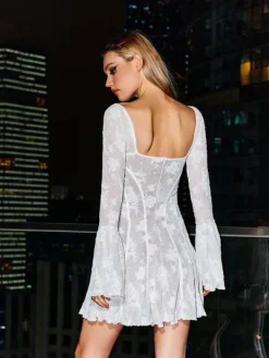 Dresses | Mini Dresses*Mew Mews Fashion Lowell Square Neck Floral Mini Dress In White