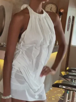 Dresses | Mini Dresses*Mew Mews Fashion Masha Lace Up Ruched Mini Dress In White