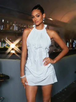 Dresses | Mini Dresses*Mew Mews Fashion Masha Lace Up Ruched Mini Dress In White