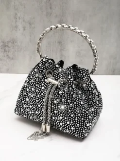 Bags*Mew Mews Fashion Mattea Crystal Embellished Bucket Bag In Black