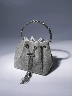 Bags*Mew Mews Fashion Mattea Crystal Embellished Bucket Bag In Silver