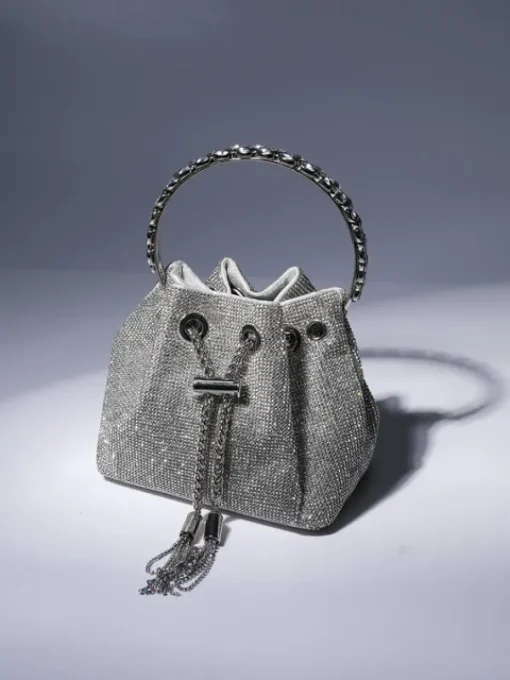Bags*Mew Mews Fashion Mattea Crystal Embellished Bucket Bag In Silver