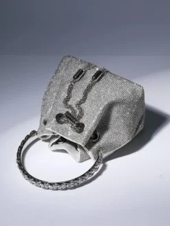 Bags*Mew Mews Fashion Mattea Crystal Embellished Bucket Bag In Silver