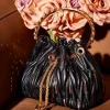 Bags*Mew Mews Fashion Mattea Leather Sequin Bucket Bag In Black