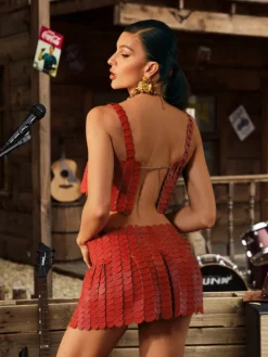 Sets & Co-ords*Mew Mews Fashion O/S Mckie Leather Circle Chainmail Skirt Set