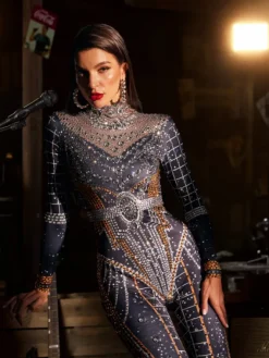 Jumpsuits & Romper | Embellishment*Embellishment O/S Micaela Printed Rhinestone Jumpsuit