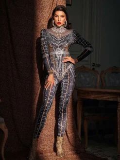 Jumpsuits & Romper | Embellishment*Embellishment O/S Micaela Printed Rhinestone Jumpsuit