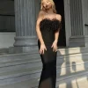 Dresses*Bandage Mina Strapless Feather Trimmed Dress