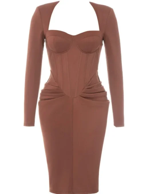 Dresses | Midi Dresses*Mew Mews Fashion Noelani Long Sleeve Corset Midi Dress