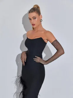 Gloves*Mew Mews Fashion Pauline Diamond Fishnet Gloves In Black