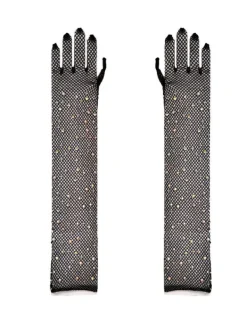 Gloves*Mew Mews Fashion Pauline Diamond Fishnet Gloves In Black