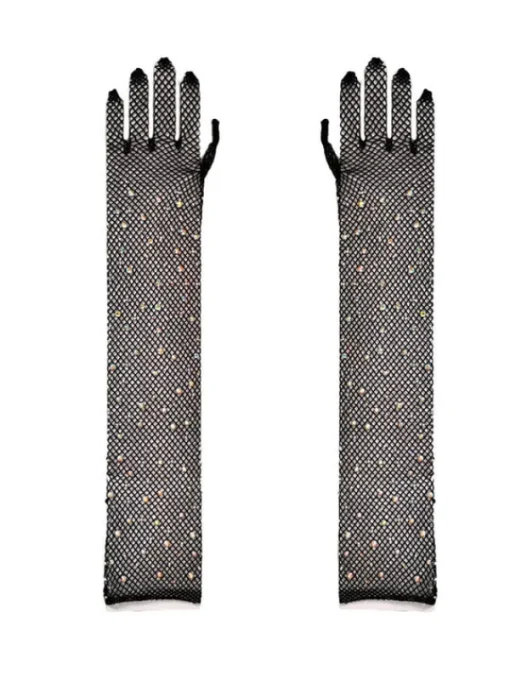 Gloves*Mew Mews Fashion Pauline Diamond Fishnet Gloves In Black