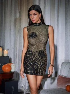 Dresses | Mini Dresses*Mew Mews Fashion Raiven Sequin Cobweb Mini Dress