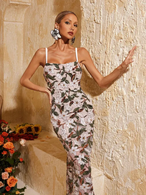 Dresses | Maxi Dresses*Mew Mews Fashion Richards Spaghetti Flower Sequin Maxi Dress