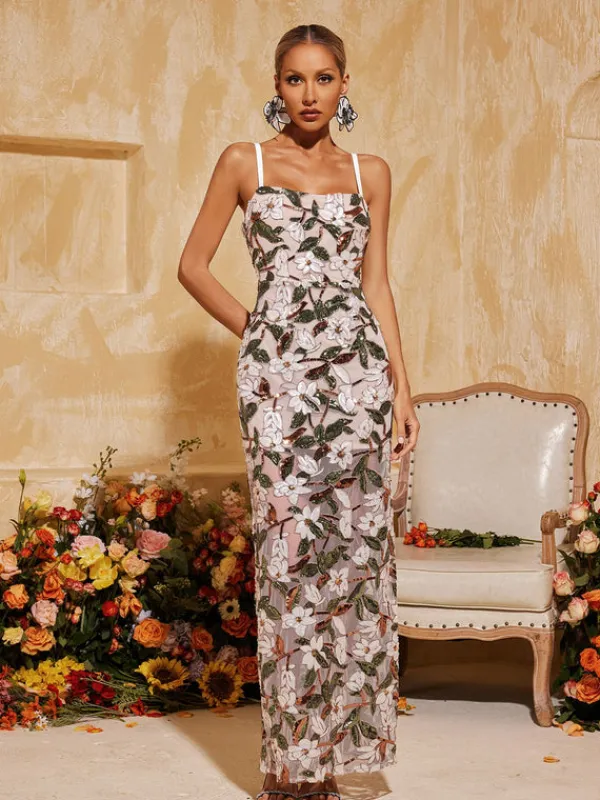 Dresses | Maxi Dresses*Mew Mews Fashion Richards Spaghetti Flower Sequin Maxi Dress