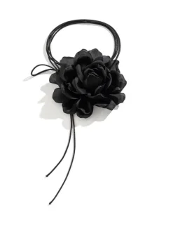 Necklaces*Mew Mews Fashion Rosie Black Flower Mesh Choker