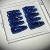 Press On Nails*Mew Mews Fashion Royal Blue Crystal Stilleto Handmade Press On Nails