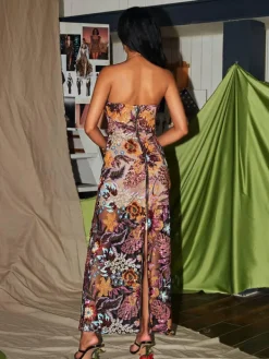 Dresses | Maxi Dresses*Mew Mews Fashion Saige Strapless Flower Embroidered Sequin Dress