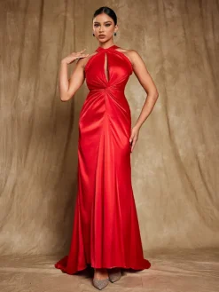 Dresses | Maxi Dresses*Mew Mews Fashion Samson Halterneck Satin Maxi Dress