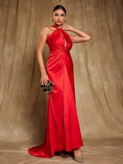 Dresses | Maxi Dresses*Mew Mews Fashion Samson Halterneck Satin Maxi Dress