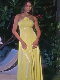 Dresses*Mew Mews Fashion Shaphan Flower Sequin Embellished Maxi Dress