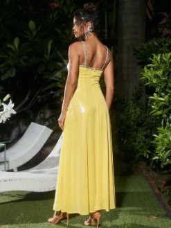 Dresses*Mew Mews Fashion Shaphan Flower Sequin Embellished Maxi Dress