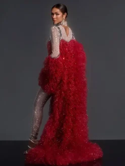 Coats & Jackets*Jiu Bajia O/S Shaquanna Tulle Coat In Red