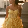 Dresses*Mew Mews Fashion Stanski Spaghetti Flower Satin Mini Dress