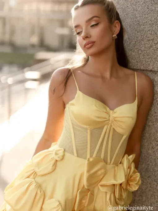 Dresses*Mew Mews Fashion Stanski Spaghetti Flower Satin Mini Dress