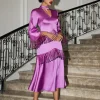 Dresses*Mew Mews Fashion Thandie Glitter Fringe Satin Dress