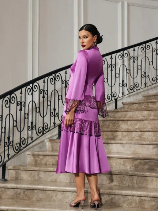 Dresses*Mew Mews Fashion Thandie Glitter Fringe Satin Dress
