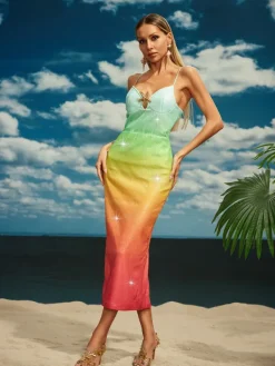 Dresses | Midi Dresses*Mew Mews Fashion Tova Starfish Sequin Midi Dress In Rainbow