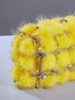 Bags*Mew Mews Fashion Tristano Faux Fur Crystal Bag