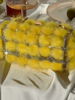 Bags*Mew Mews Fashion Tristano Faux Fur Crystal Bag