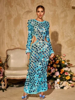 Dresses | Maxi Dresses*Mew Mews Fashion Tyxaris Cutout Sequin Knitted Maxi Dress